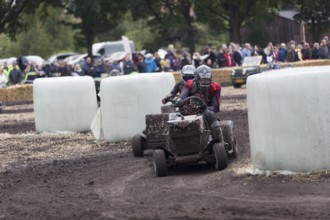 Lawnmower tractor race in Thönse, Lower Saxony, Germany