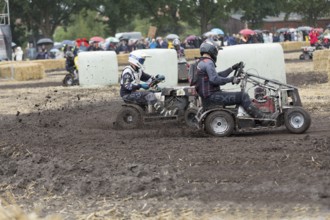 Lawnmower tractor race in Thönse, Lower Saxony, Germany