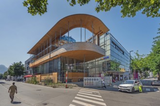 New building with timber roofing, Dornbirn, Vorarlberg, Austria
