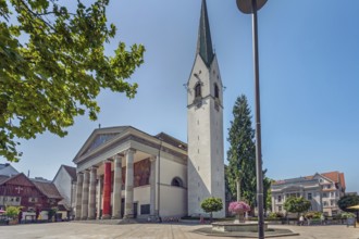 The Roman Catholic parish church of St Martin, entrance with a monumental Ionic temple façade with