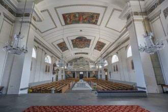 The Roman Catholic parish church of St Martin, interior with organ loft, Behmann organ and ceiling