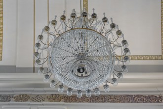 The Roman Catholic parish church of St Martin, interior with crystal chandelier, Dornbirn,