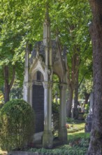 Gothic mausoleum, family grave, catholic cemetery, Kempten, Allgäu, Bavaria, Germany