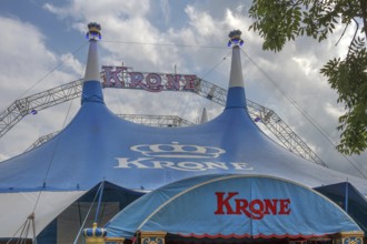 Circus tent, circus tent with large lettering, Circus-Krone, Kempten, Allgäu, Bavaria, Germany