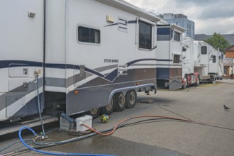 Circus wagon with water hoses, TETON HOMES, Circus-Krone, Kempten, Allgäu, Bavaria, Germany