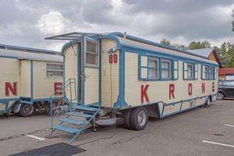 Typical circus wagon, Circus-Krone, Kempten, Allgäu, Bavaria, Germany