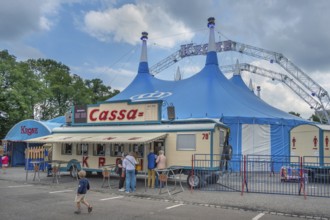 Circus tent, circus tent with Cassa wagon, Circus-Krone, Kempten, Allgäu, Bavaria, Germany