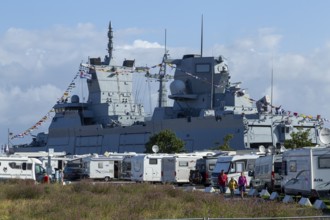 Frigate North Rhine-Westphalia, motorhomes, Hanse-Sail, Warnemünde, Rostock, Mecklenburg-Western