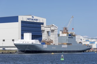 Neptun Werft, warship, Unterwarnow, Warnemünde, Rostock, Mecklenburg-Vorpommern, Germany