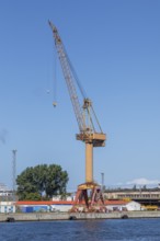 Loading crane, harbour, Unterwarnow, Warnemünde, Rostock, Mecklenburg-Western Pomerania, Germany