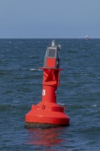Red buoy, buoy, Warnow estuary, Baltic Sea, Warnemünde, Rostock, Mecklenburg-Western Pomerania,