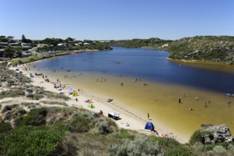 Mouth of the Moore River, beach near Guilderton, Perth, Western Australia, WA, Australia