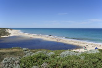 Mouth of the Moore River, beach at Guilderton, Perth, Western Australia, WA, Indian Ocean,