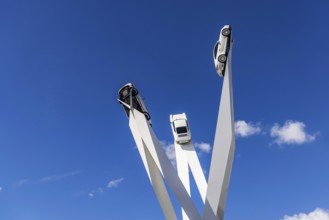 Stuttgart Zuffenhausen with artwork Inspiration 911 by Gerry Judah at Porscheplatz: three steles,