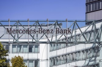Mercedes Benz Bank Stuttgart. Exterior view with logo. Stuttgart, Baden-Württemberg, Germany