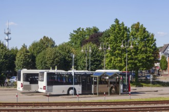 Zob, bus station, bus stop with buses, Hoya, Lower Saxony, Germany
