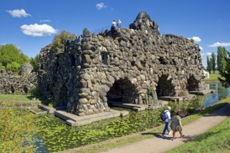 Stein Island with the artificial volcano Vesuvius, Wörlitz Park, Wörlitz Gardens, Garden Kingdom of