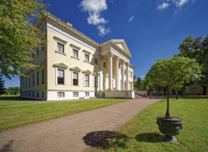 Wörlitz Palace, built 1769-1773, founding building of German Classicism, main façade, Wörlitz Park,