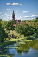 Wörlitz St Peter's Church with the Bible Tower, Lake Wörlitz, Wörlitz Park, Wörlitz Gardens, Garden