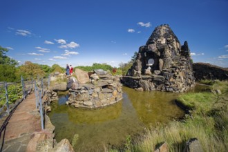 Stein Island with the artificial volcano Vesuvius, Wörlitz Park, Wörlitz Gardens, Garden Kingdom of