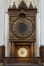 Astronomical clock with five movements and calendar, built around 1379, clock system, Marienkirche,