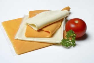Processed cheese, processed cheese slices and tomato