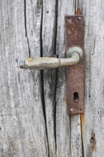 Old wooden door with iron fittings, North Rhine-Westphalia, Germany