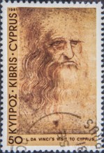 Leonardo da Vinci (1452-1519) was an Italian universal genius. Portrait on a Cypriot postage stamp