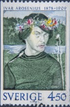 Ivar Arosenius, (1878, 1909) a Swedish painter and picture book author. Portrait on Swedish postage