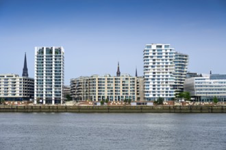 Modern residential building on Strandkai in the harbour city of Hamburg, Germany
