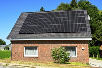 Solar system on a house roof in Hamburg, Germany