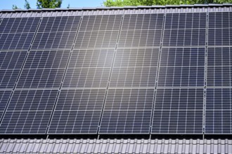 Solar system on a house roof in Hamburg, Germany