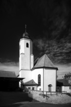 St Barbara's Catholic Church from 1783, Hofen, district of Mühlhausen am Neckar, infrared image,