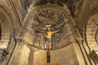 Crucifix in the interior of the church Chiesa di San Giovanni Battista, Matera, Basilicata, Italy