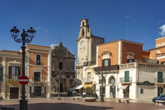 Piazza Garibaldi and the Parrocchia San Benedetto in the historic centre of Massafra, Apulia, Italy
