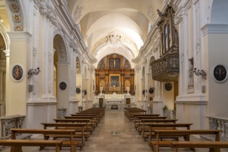 Interior of the church Chiesa di San Francesco d'Assisi in Gallipoli, Apulia, Italy
