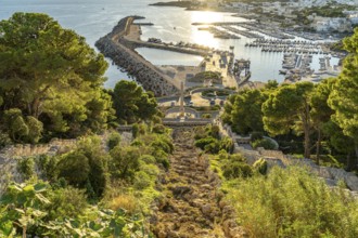 View of the Roman Column Colonna Romana, Scalinate Monumentale and the Marina Porto Turistico in