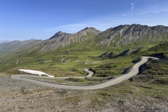 View of northern ramp northern ascent to descent from third highest asphalted pass Alpine pass