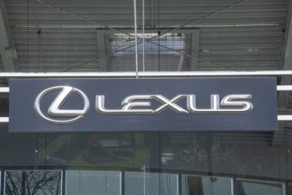 Lexus logo on a car dealership of the Japanese car brand Toyota, Bremen, Germany