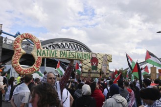 Several thousand people take part in a pro-Palestine demonstration under the slogan United 4 Gaza