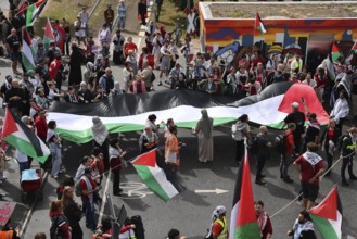 Several thousand people take part in a pro-Palestine demonstration under the slogan United 4 Gaza