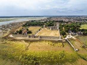 Portchester Castle from drone, Portchester, Fareham, Hampshire, EnglandDefault