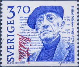 Fritiof Nilsson Piraten, (1895, 1972) Swedish author and lawyer. Portrait on Swedish postage stamp