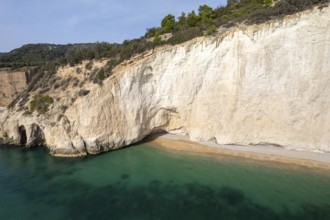 Beach and bay Cala di Enea near Mattinatella seen from above, Mattinata, Gargano, Apulia, Italy