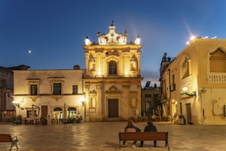 The Chiesa di San Trifone church in Piazza Salandra at dusk, Nardo, Apulia, Italy