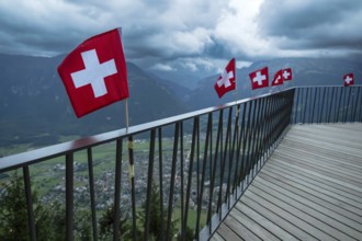 Swiss flags, Interlaken, Switzerland