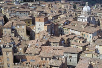 View of the Cathedral Metropolitana de Santa Marie Assunta, in front roofs of the historic centre,