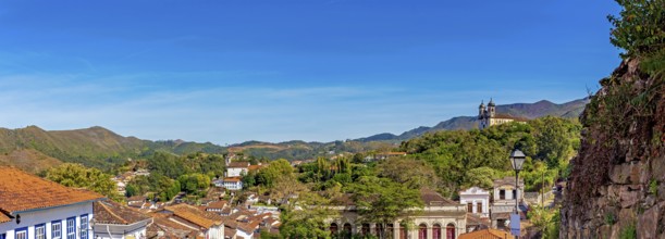 Panorama of the historic city of Ouro Preto among the mountains of the state of Minas Gerais, Ouro