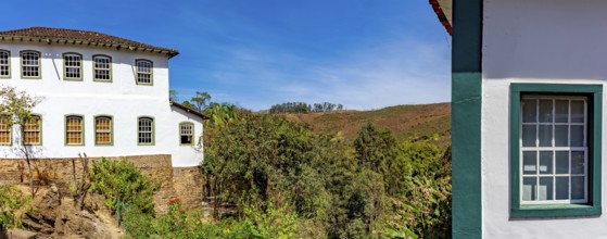 Typical buildings and architecture of the historic city of Ouro Preto in Minas Gerais, Ouro Preto,