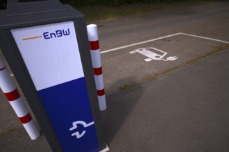 Car park with EnBW charging station for electric cars, charging station, e-charging station,